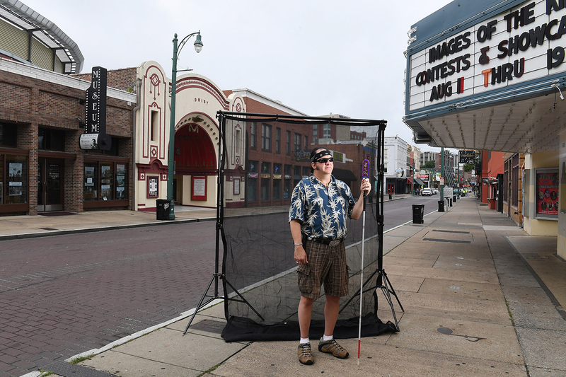 “Brett LeSueur, 56, of Memphis, Tenn., says he is ‘honored and blessed’ to live in America,” the Washington Post reported. “Completely blind since 1998, he stays connected to his fellow Americans by following the news and ‘hearing the whole country. I really enjoy all the great stories, the human interest stories, but also follow the real news … in California, Hawaii, Alaska. I enjoy listening to different people and how they talk.’ ” (Matt Clain/Washington Post)